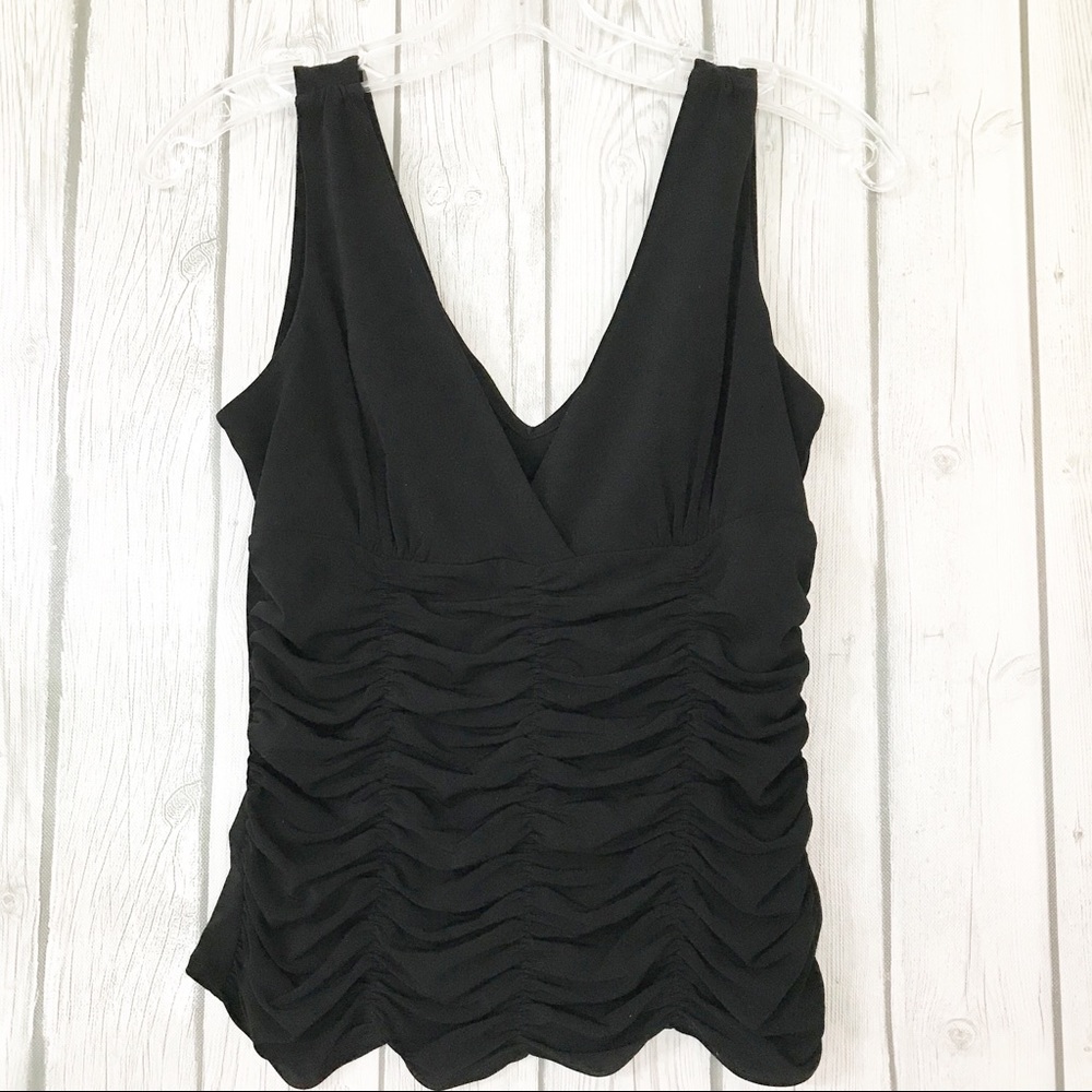 EXPRESS Black Scrunched Tank Top Size: Medium